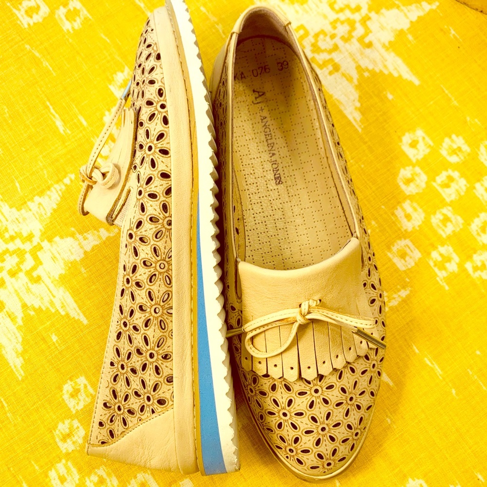 Nearly New Tan Leather Loafers with Sneaker Bottom